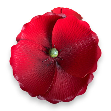 Tuteur jardin grande fleur rouge 28x28x127cm