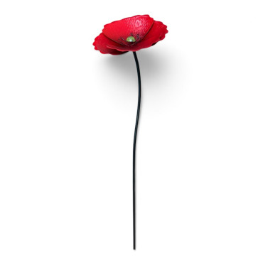 Tuteur jardin moyen Coquelicot fer rouge 23x23x110cm