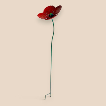 Tuteur jardin fleur rouge 17x13x93cm