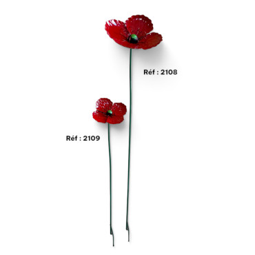 Tuteur jardin fleur rouge 17x13x93cm