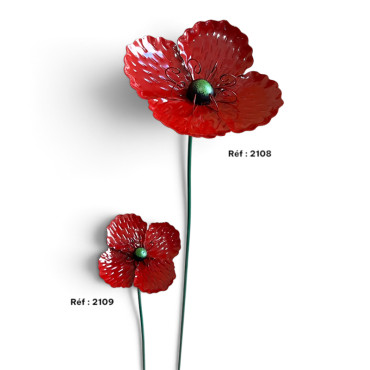 Tuteur jardin fleur rouge 17x13x93cm