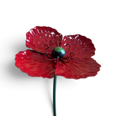 Tuteur jardin fleur rouge 12x11x68cm