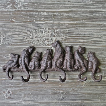 Patère Famille de Chats Fonte 38x16cm