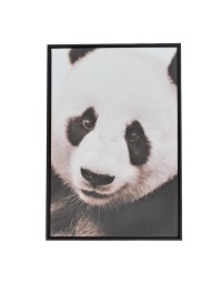 Grand Cadre Photo en Bois Noir avec Portrait Panda Géant Noir et Blanc 94x64cm