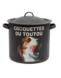 Boîte à Croquettes en Métal Noir 27x23x27 cm