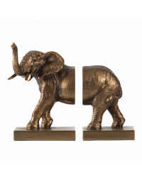 Serre-livres éléphant résine doré 21x13x18cm